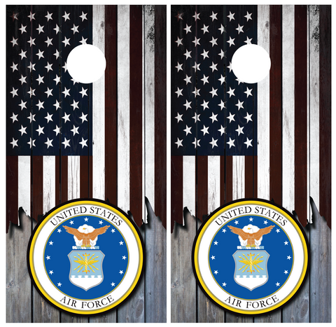 US Air Force Seal American Flag Cornhole Board Wraps
