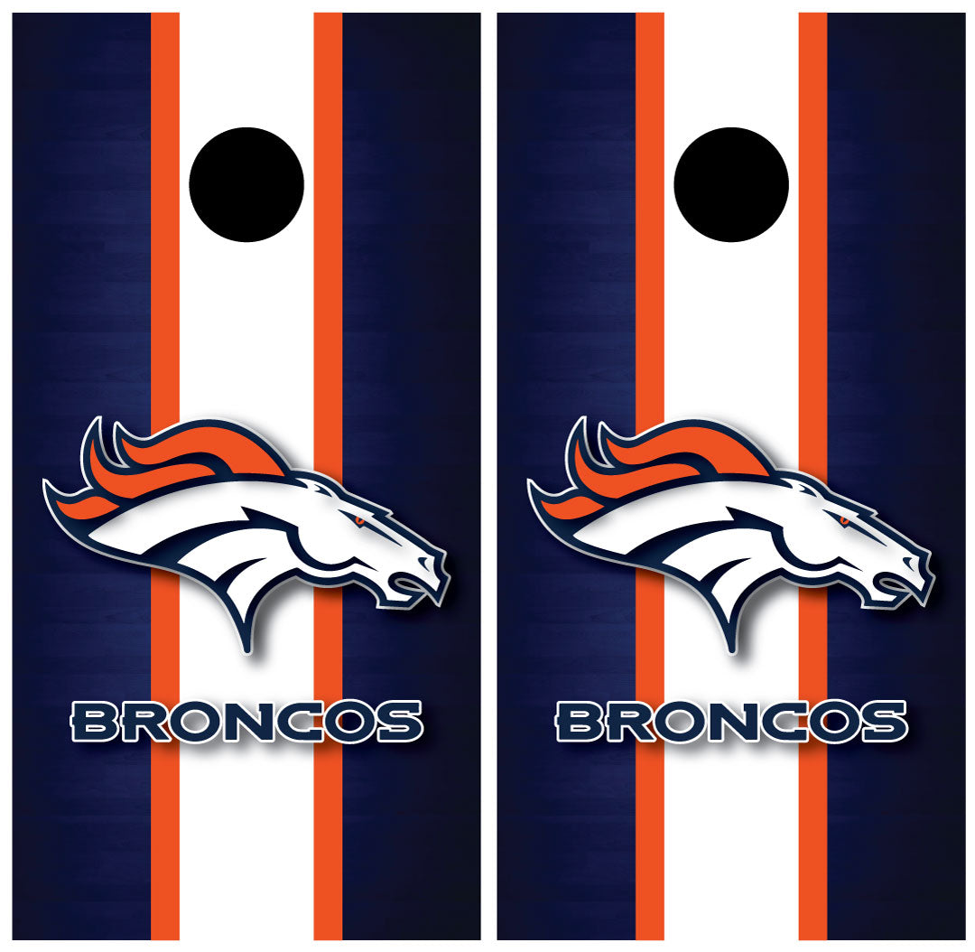 Denver Broncos NFL Solid Wood 2x3 Cornhole Diagonal Stripe Design