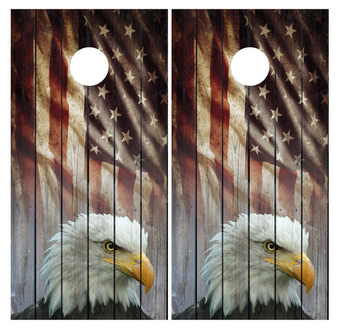 American Flag Bald Eagle USA Cornhole Board Wraps