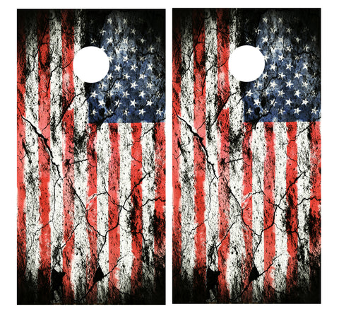 American Flags Distressed Cornhole Board Wraps