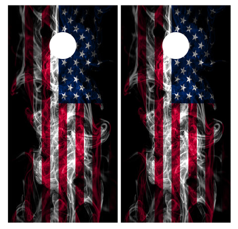 American Flag Smoke Cornhole