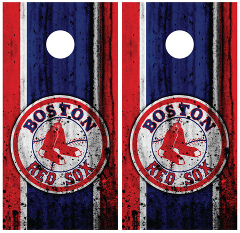 Boston Red Sox Splatter Cornhole Board Wraps