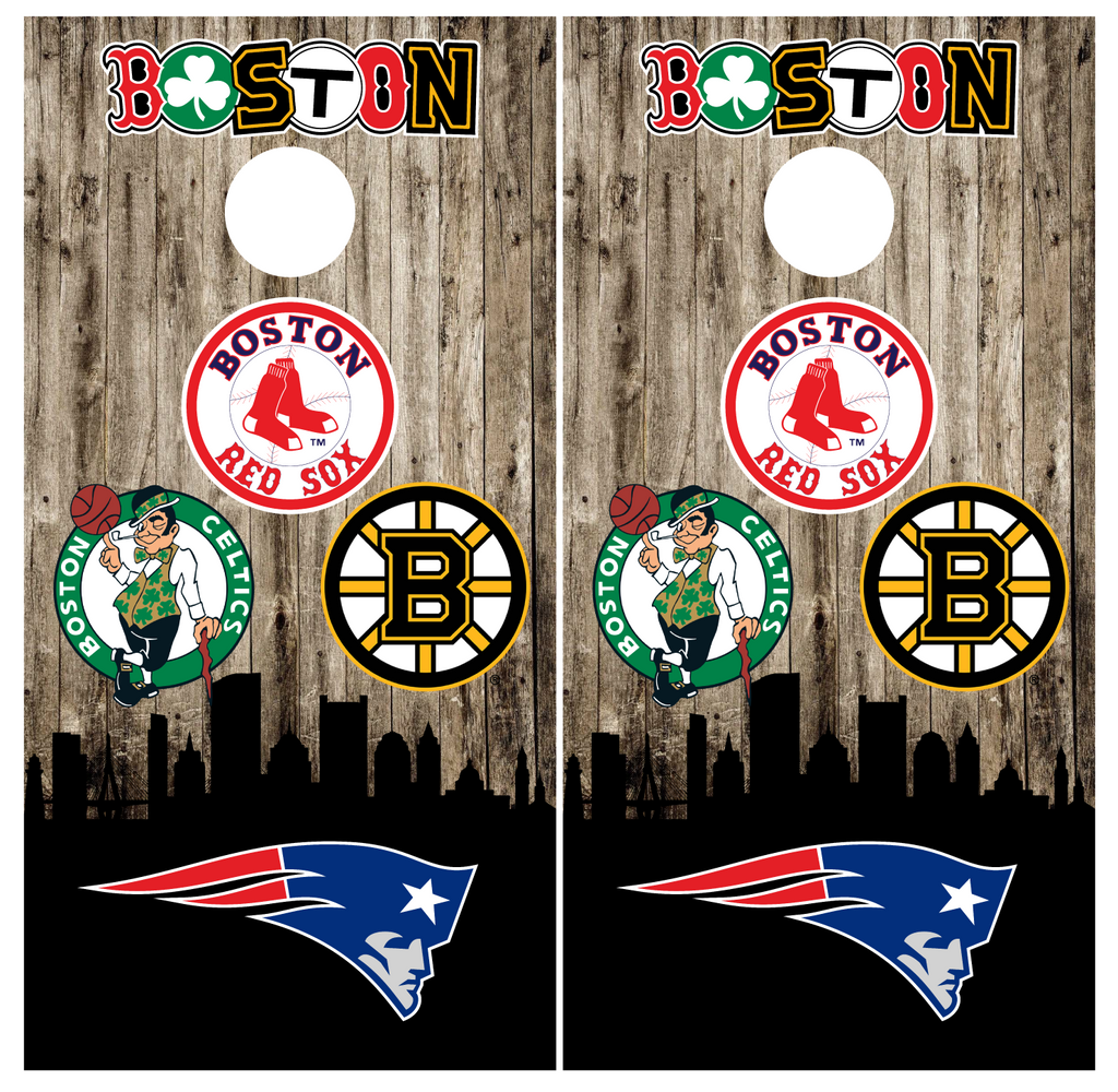 Boston Sports (Version 8) Cornhole Wraps - Set of 2 - Custom Cornhole, LLC