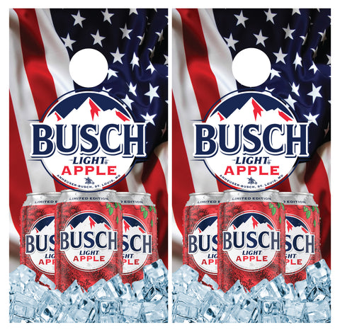 Busch Light Apple Flag Cornhole Board Wraps