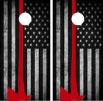 Thin Red Line Fire Fighter Cornhole Board Wraps