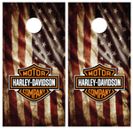 Harley Davidson American Flag Cornhole Board Wraps